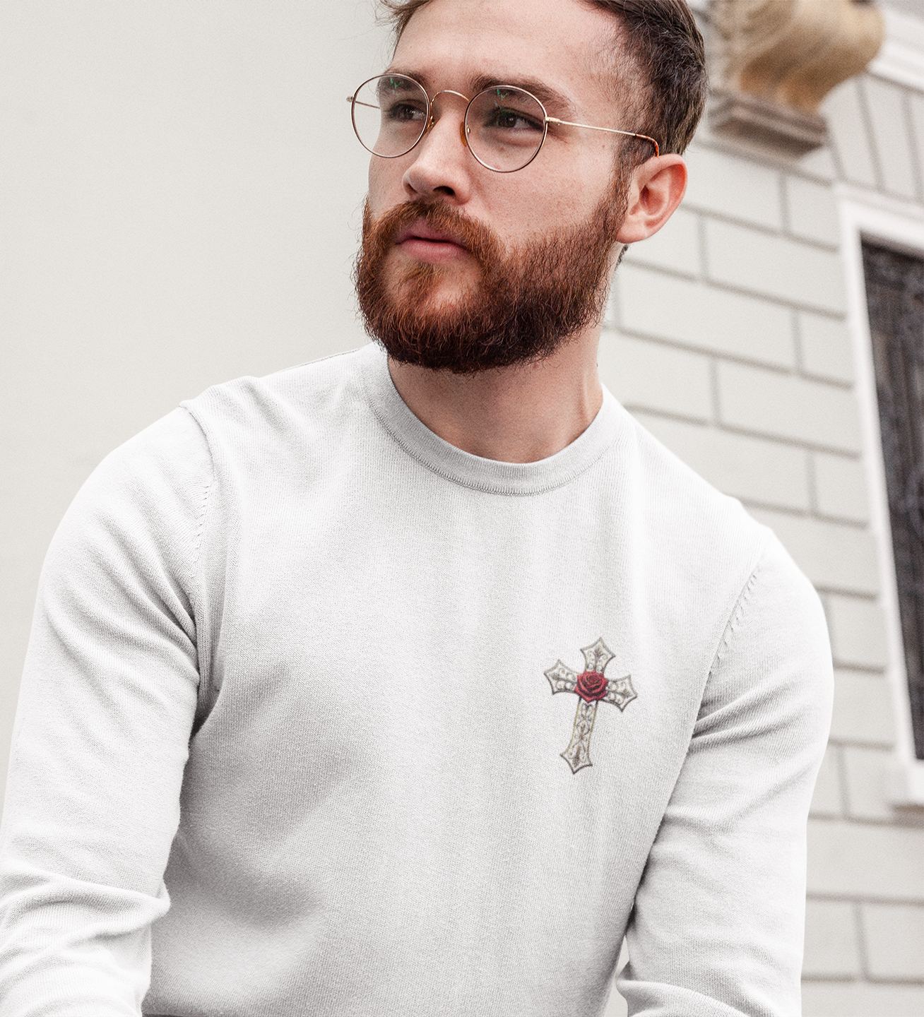 GLAUBE Kreuz Sweatshirt Unisex Pullover Brustbereich